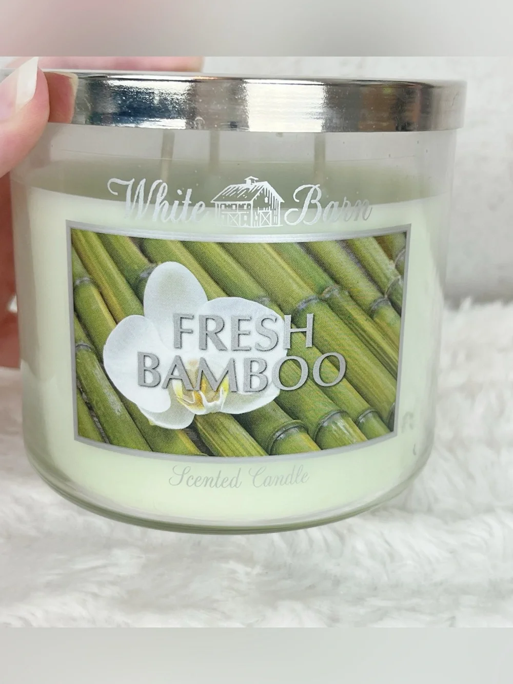 Rare White Barn Bath & Body Works Fresh Bamboo 3 Wick Candle 14.5 Oz Boho